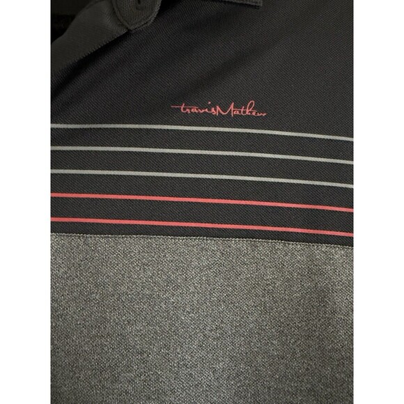 Travis Mathew Men Polo Shirt Gray Cainsville Redline Striped Golf READ size L - Picture 4 of 10